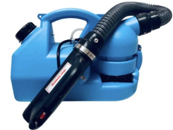 Portable blue fogger used to apply compatible sanitation treatments
